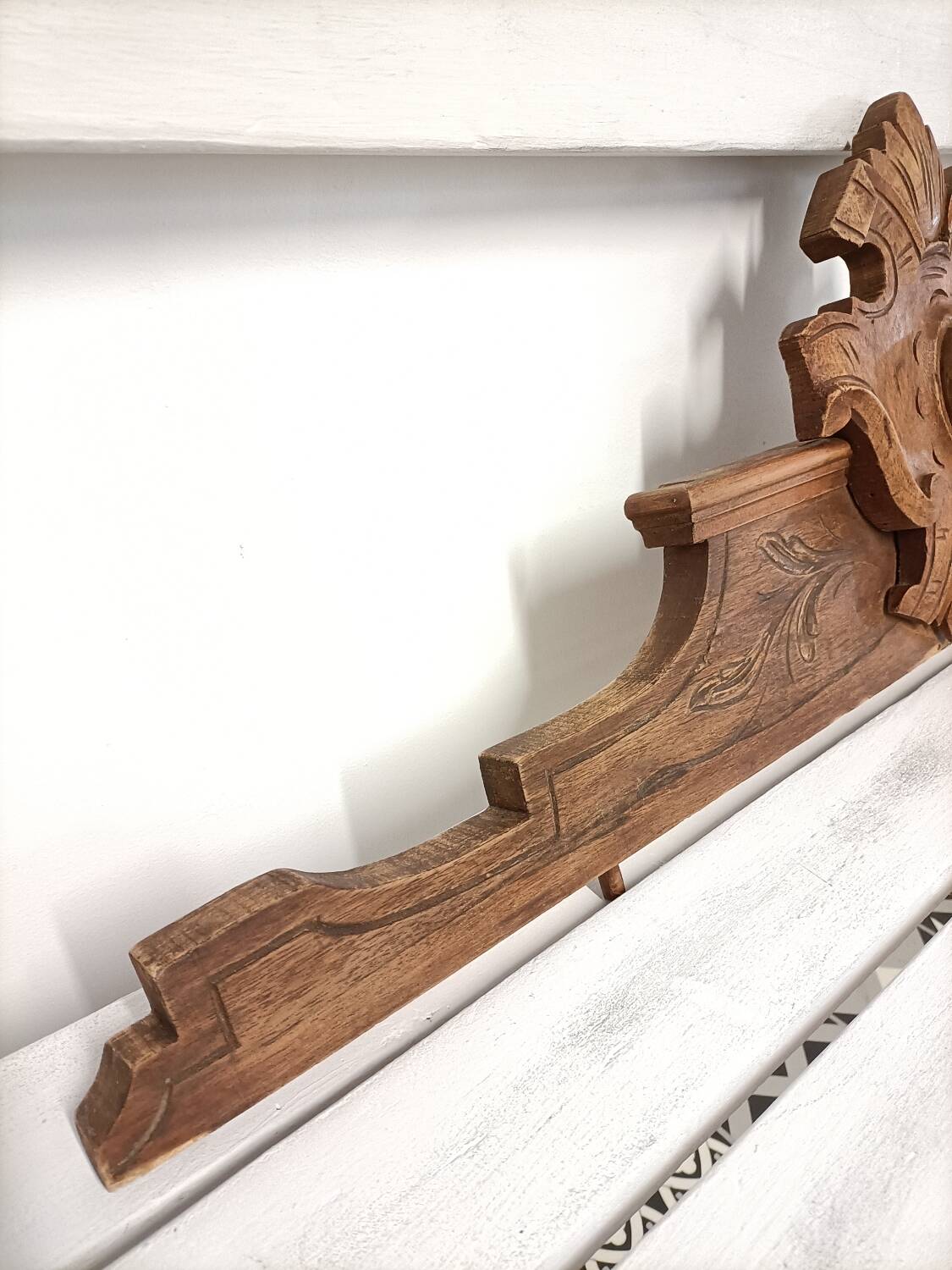 Antique carved wooden door pediment