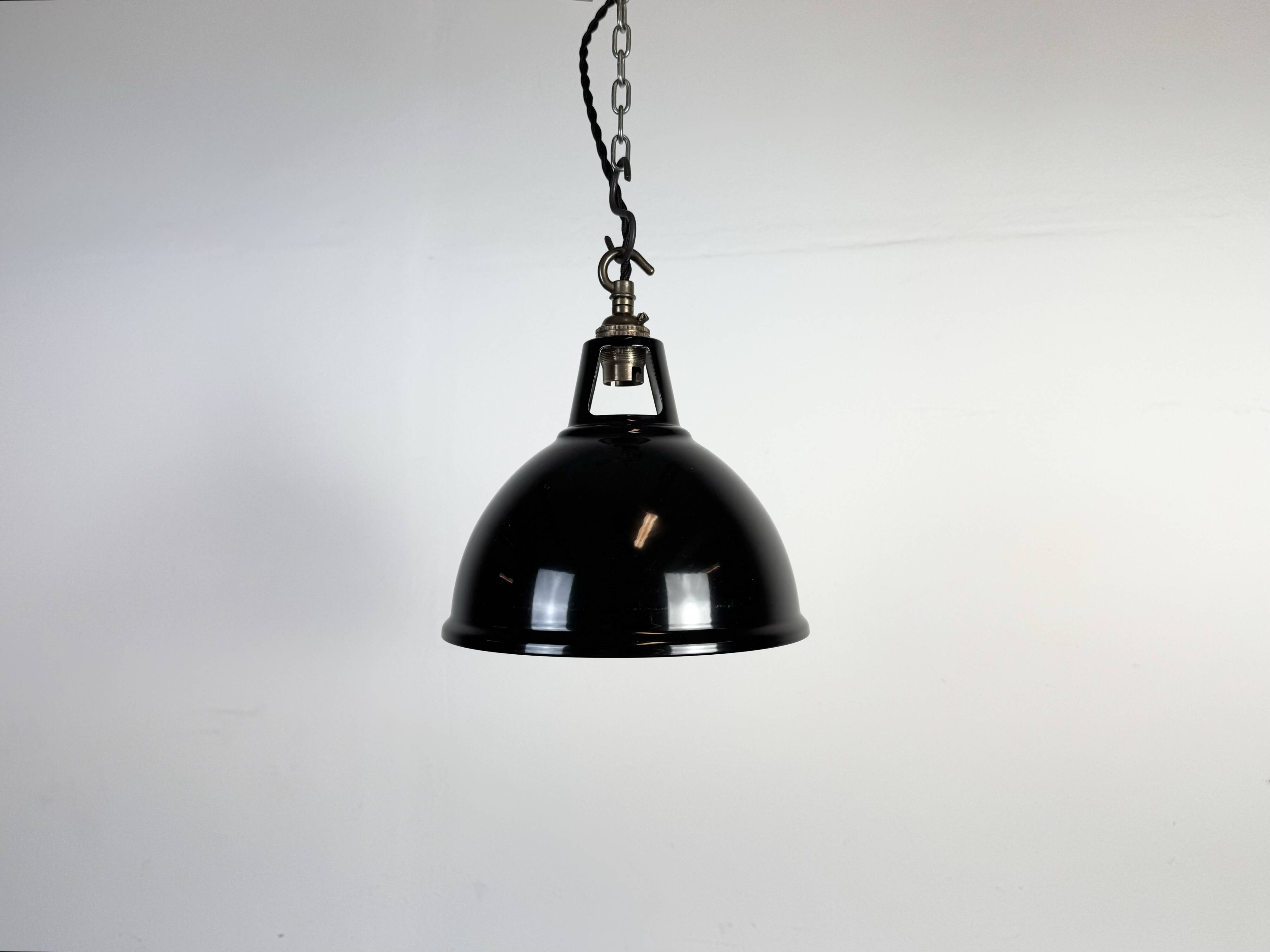 Vintage Industrial Black Painted Pendant Lamp