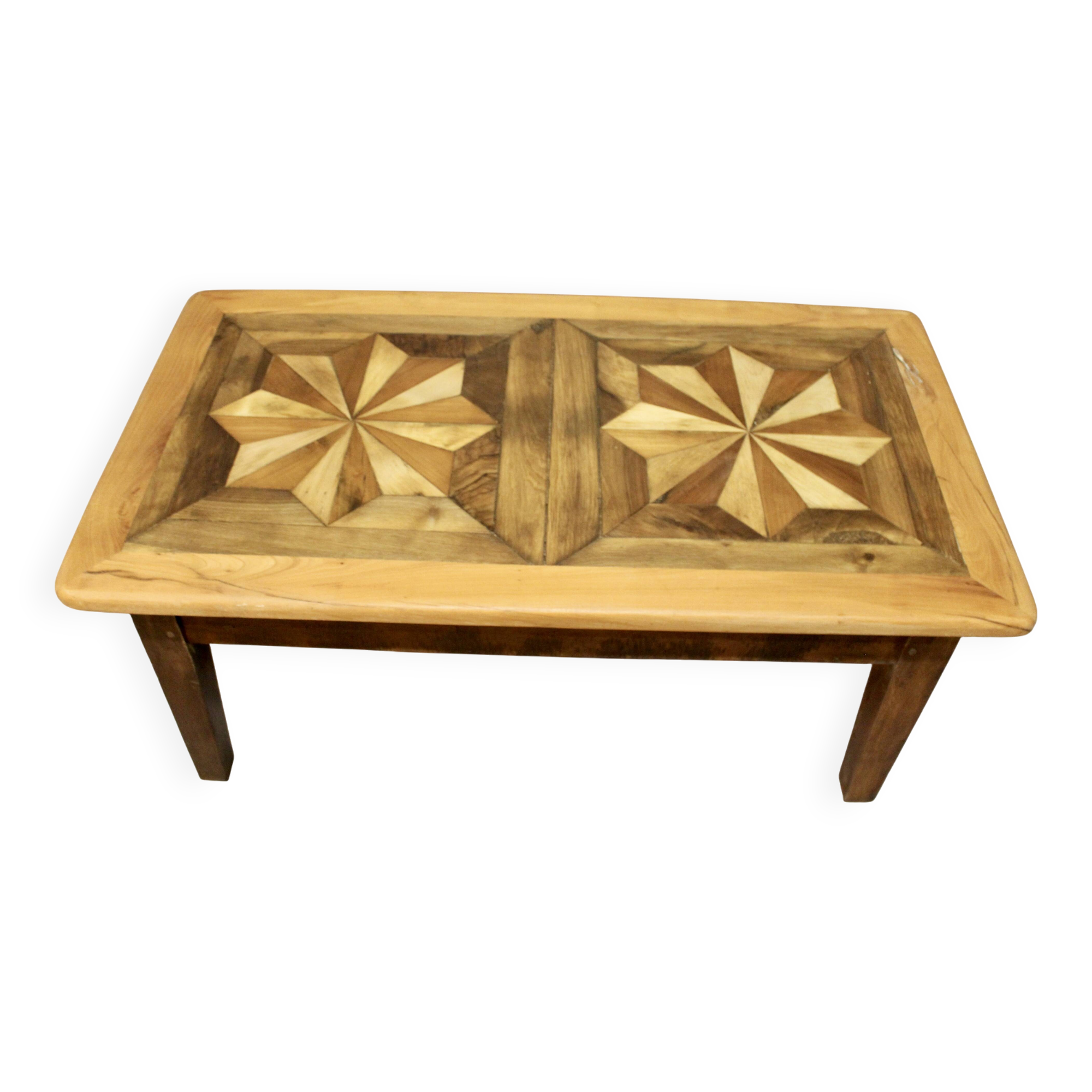 110 cm Coffee Table with Antique Parquet Top