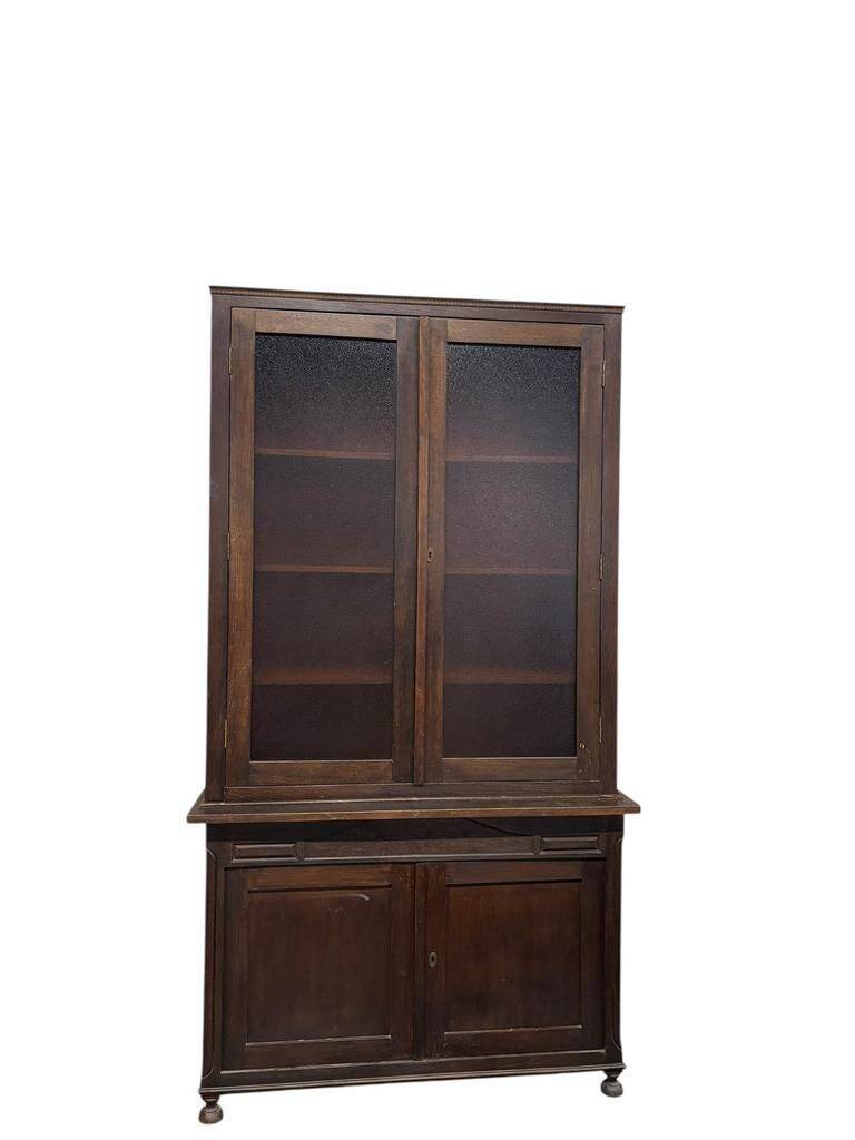 Vintage XL display cabinet in dark wood / wardrobe