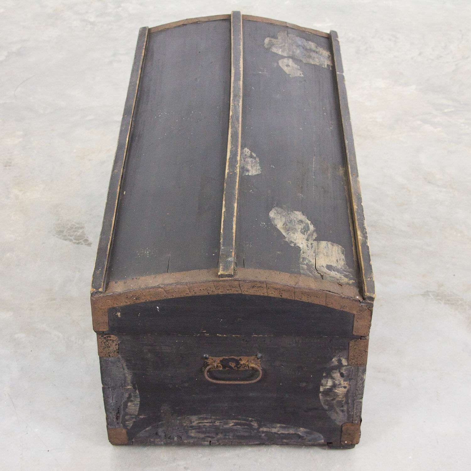 Black vintage wooden trunk