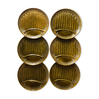 Suite of 6 asparagus plates in slurry earthenware