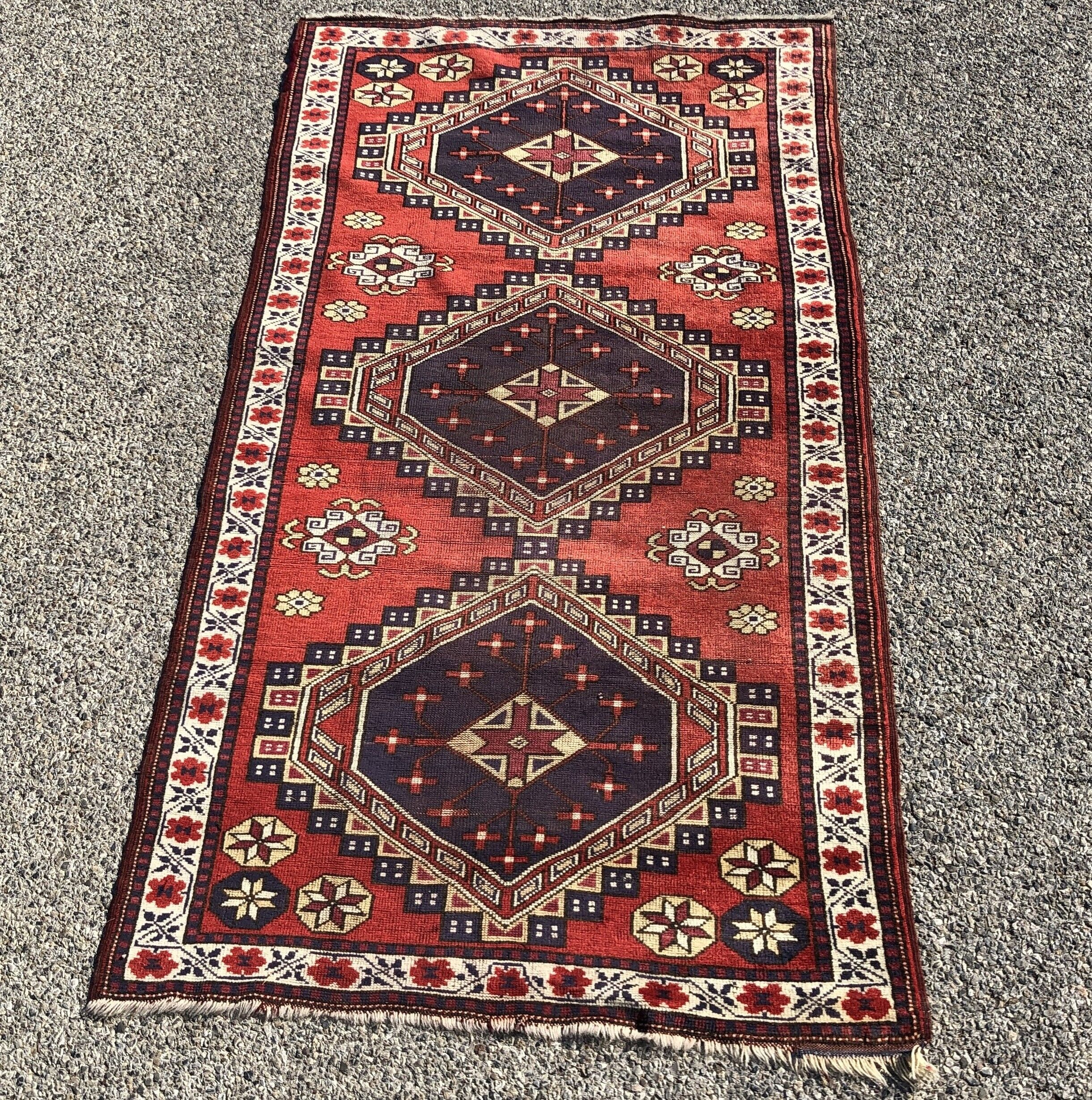 Oriental carpet caucasus kazak 106x196cm
