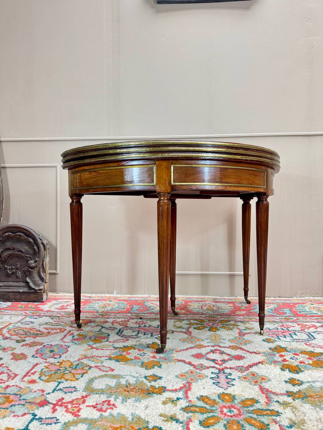 Louis XVI Style Mahogany Half Moon Table, 19th Century
