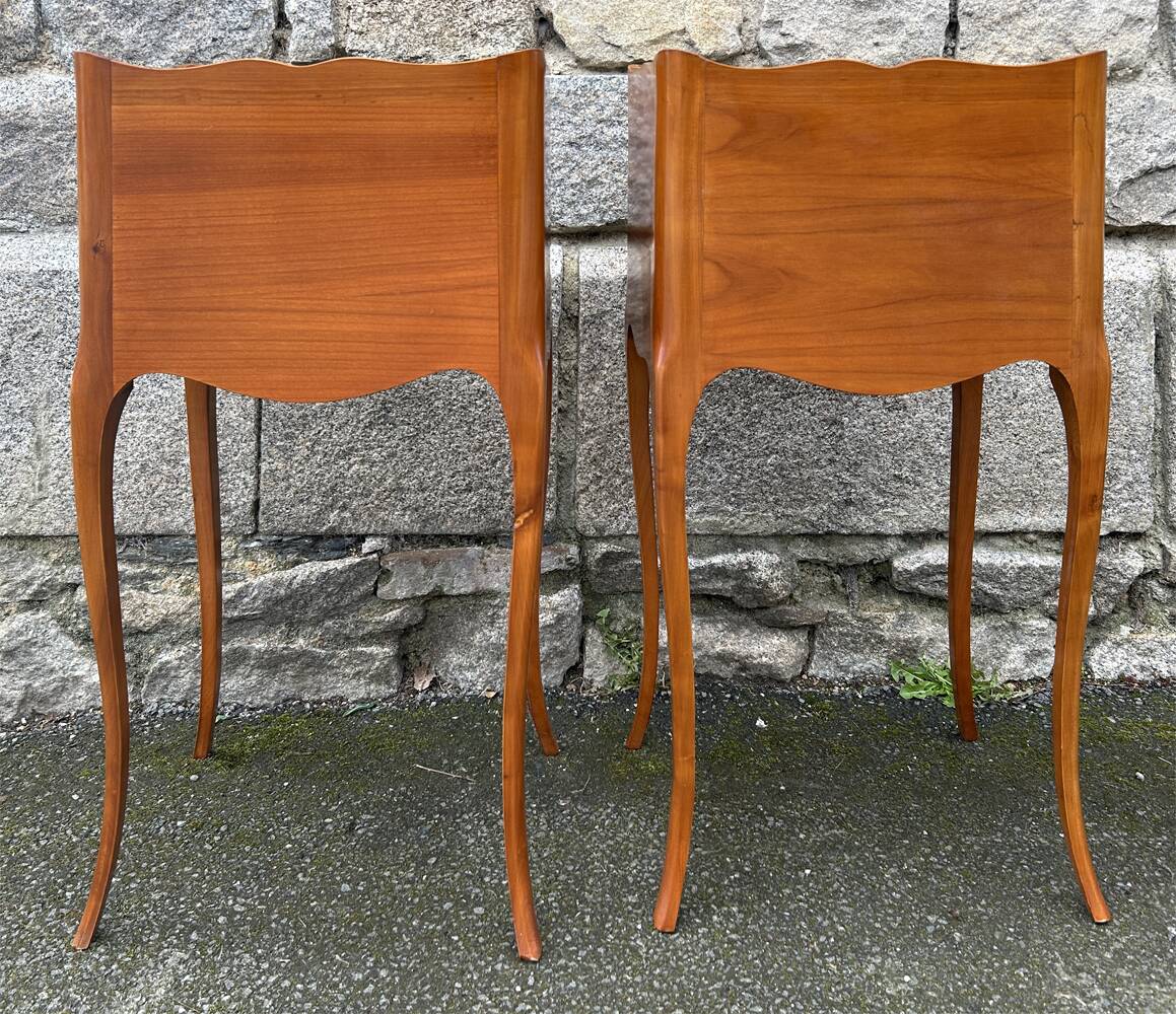 Paire tables de chevet vintage style Louis XV, bois, vintage, années 60