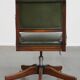 English-Style Office Chair in Cowhide Leather on Wheels Combined with Wood