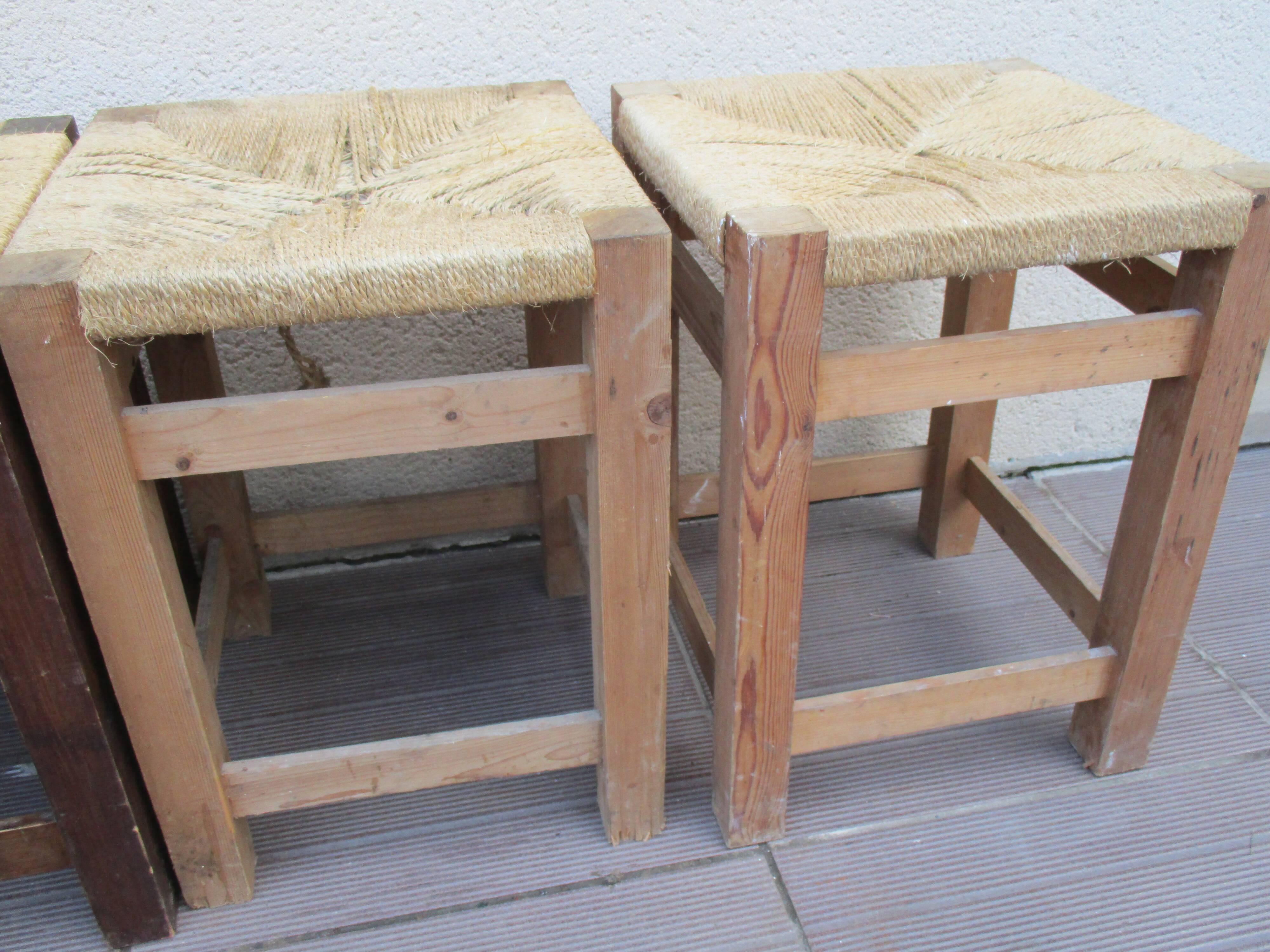Lot de 4 tabouret corde vintage