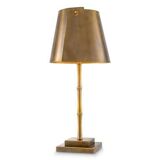 Pair of patinated brass table lamps with bamboo decoration.