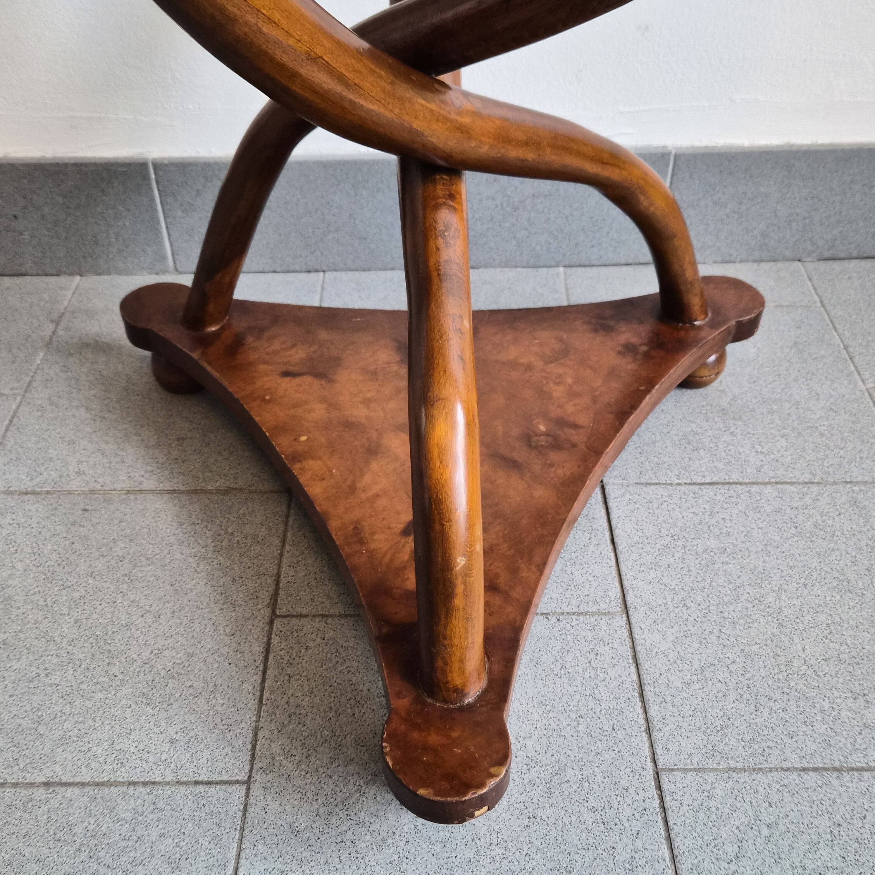 Art Nouveau side table in elm burl