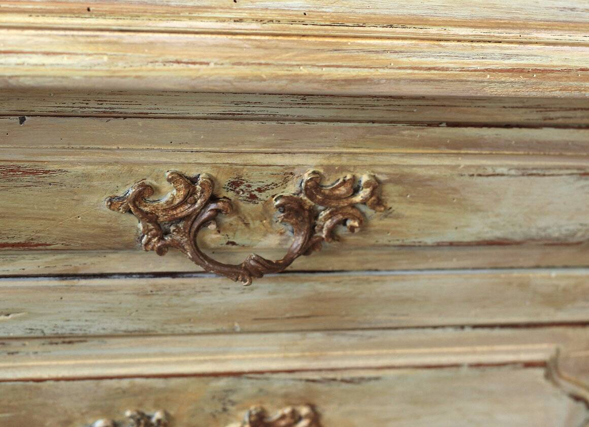 Beige and rust chest of drawers