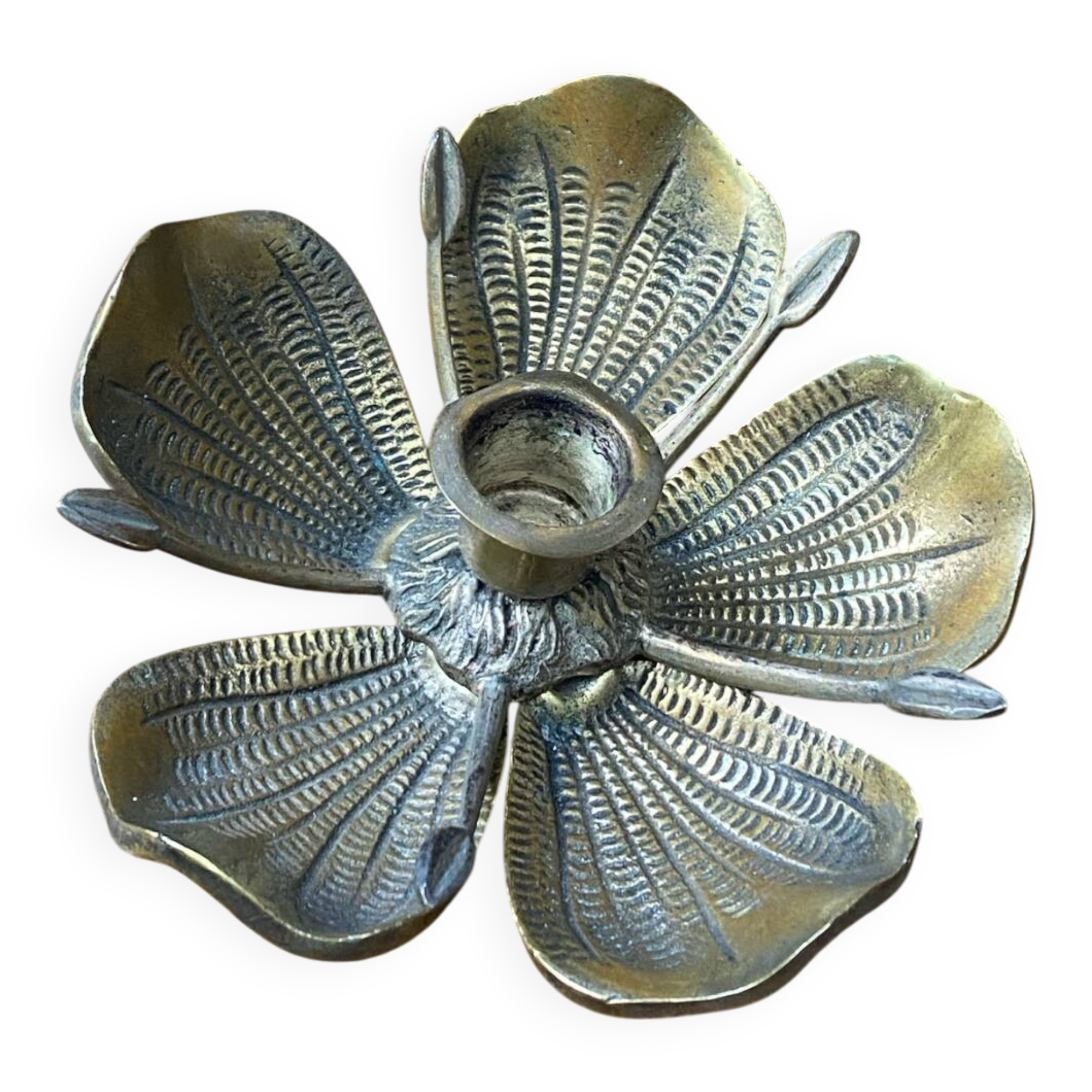 Bougeoir fleur en bronze, pétales amovibles