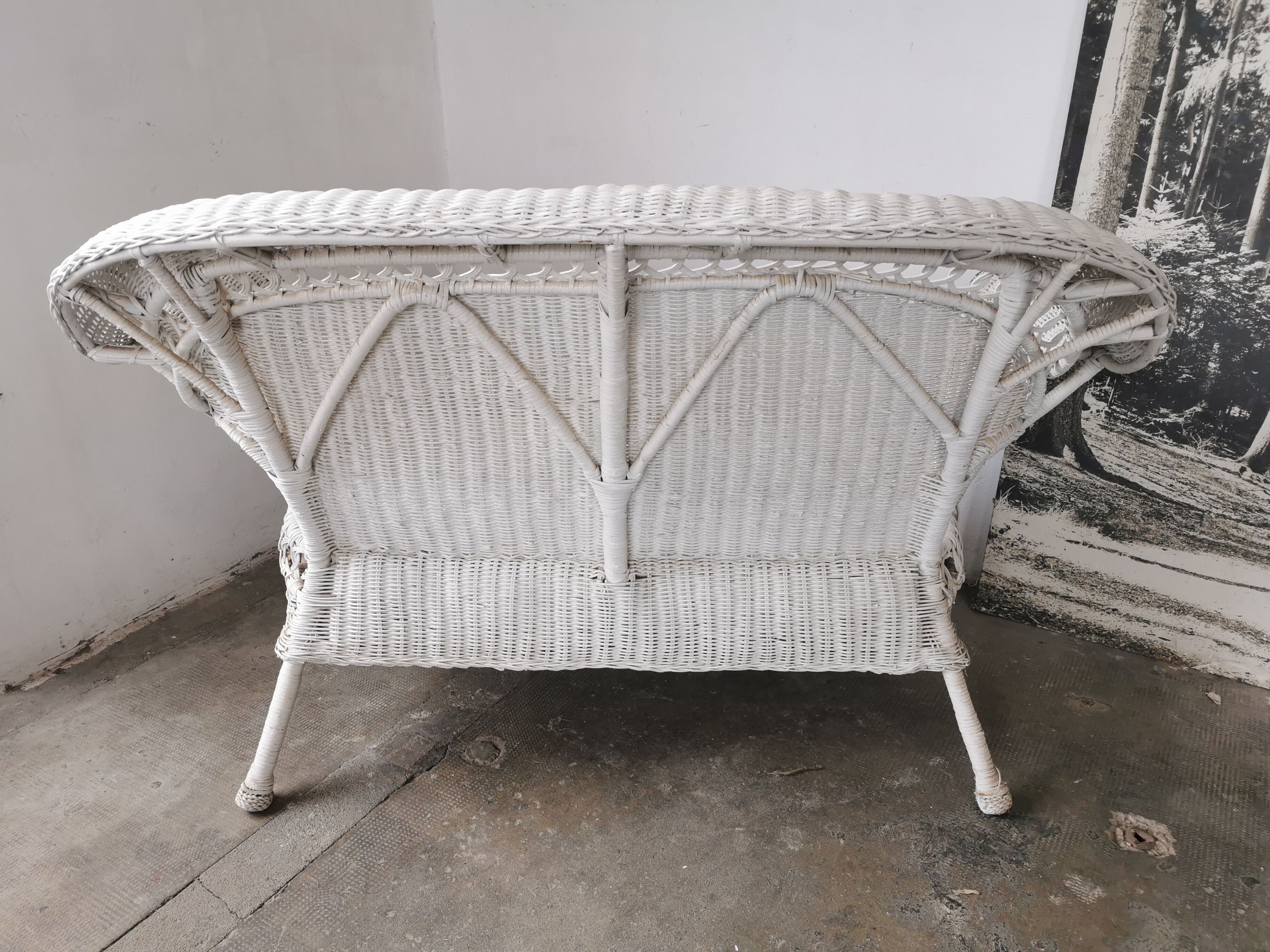 Banquette en rotin blanc
