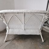 White rattan bench