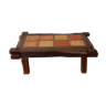 Brutalist oak and terracotta tiles coffee table