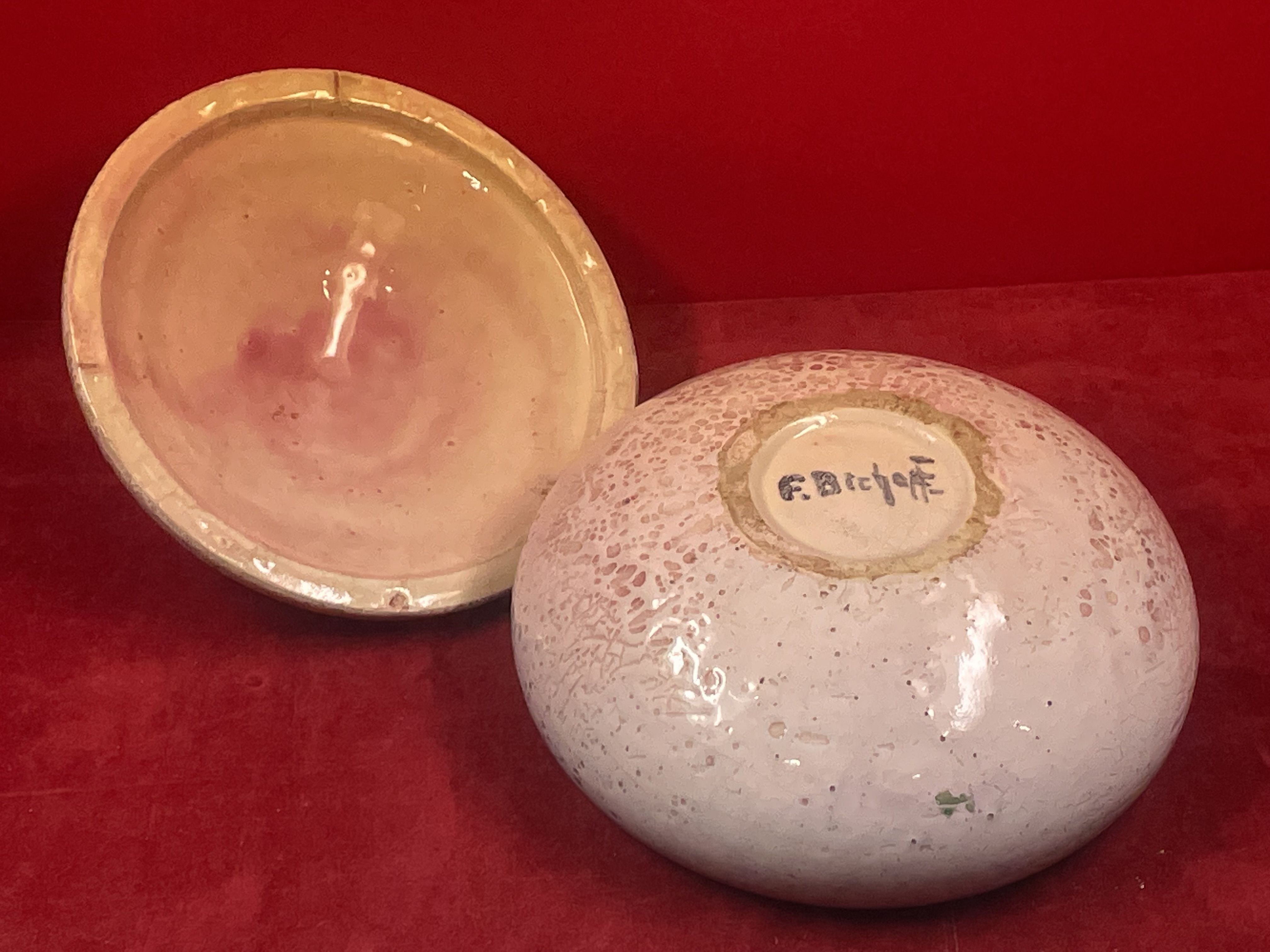 Francis Bichoff 1876-1945 ceramic crack art deco circa 1930 signed empty pocket