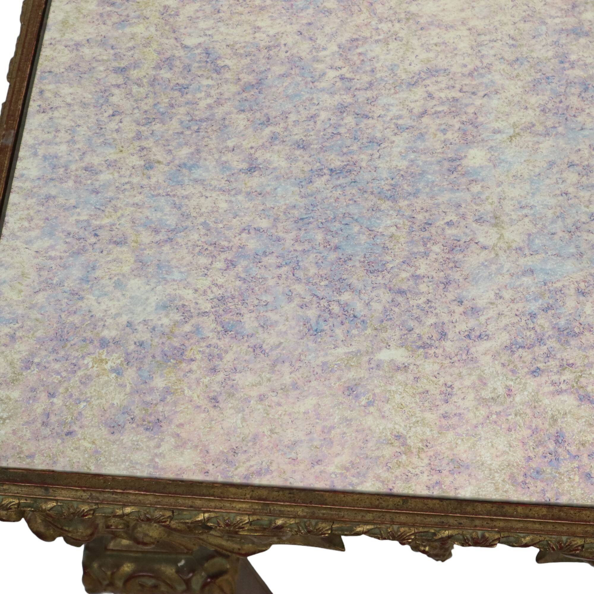 Old Gilded Console Marbled Glass Rococo Style Gold