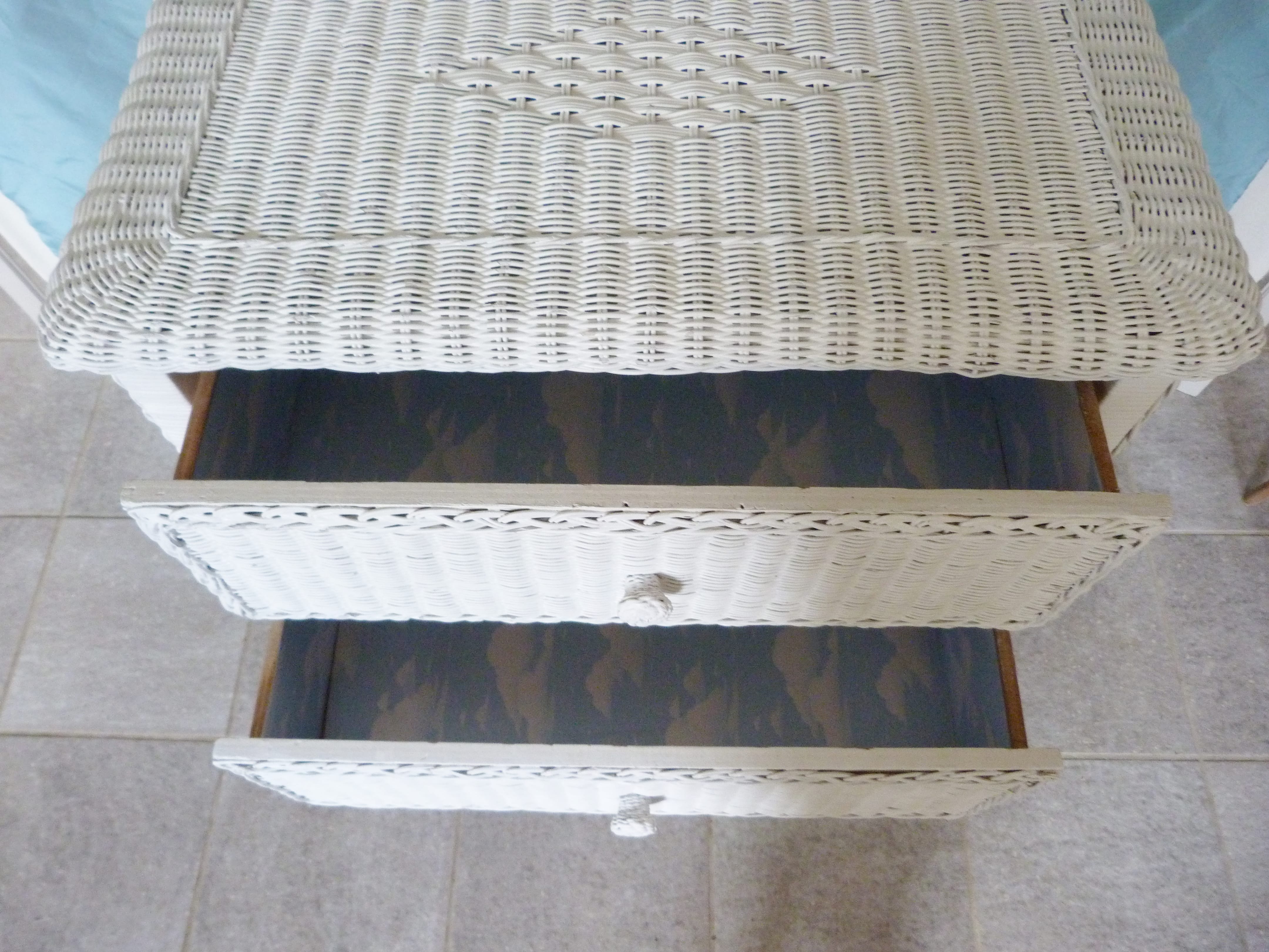 Old rattan chest of drawers