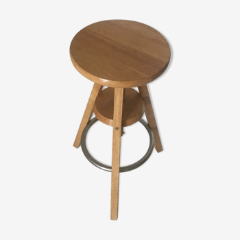 Wooden and metal tripod screw stool
