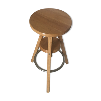 Wooden and metal tripod screw stool