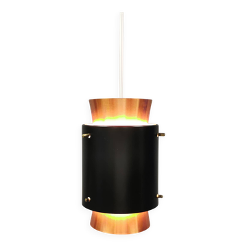 Small Danish hanging lamp from the 1980s in copper colour and black