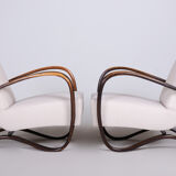 Pair of white Halabala armchairs madein 1930s Czechia by Up Zavody