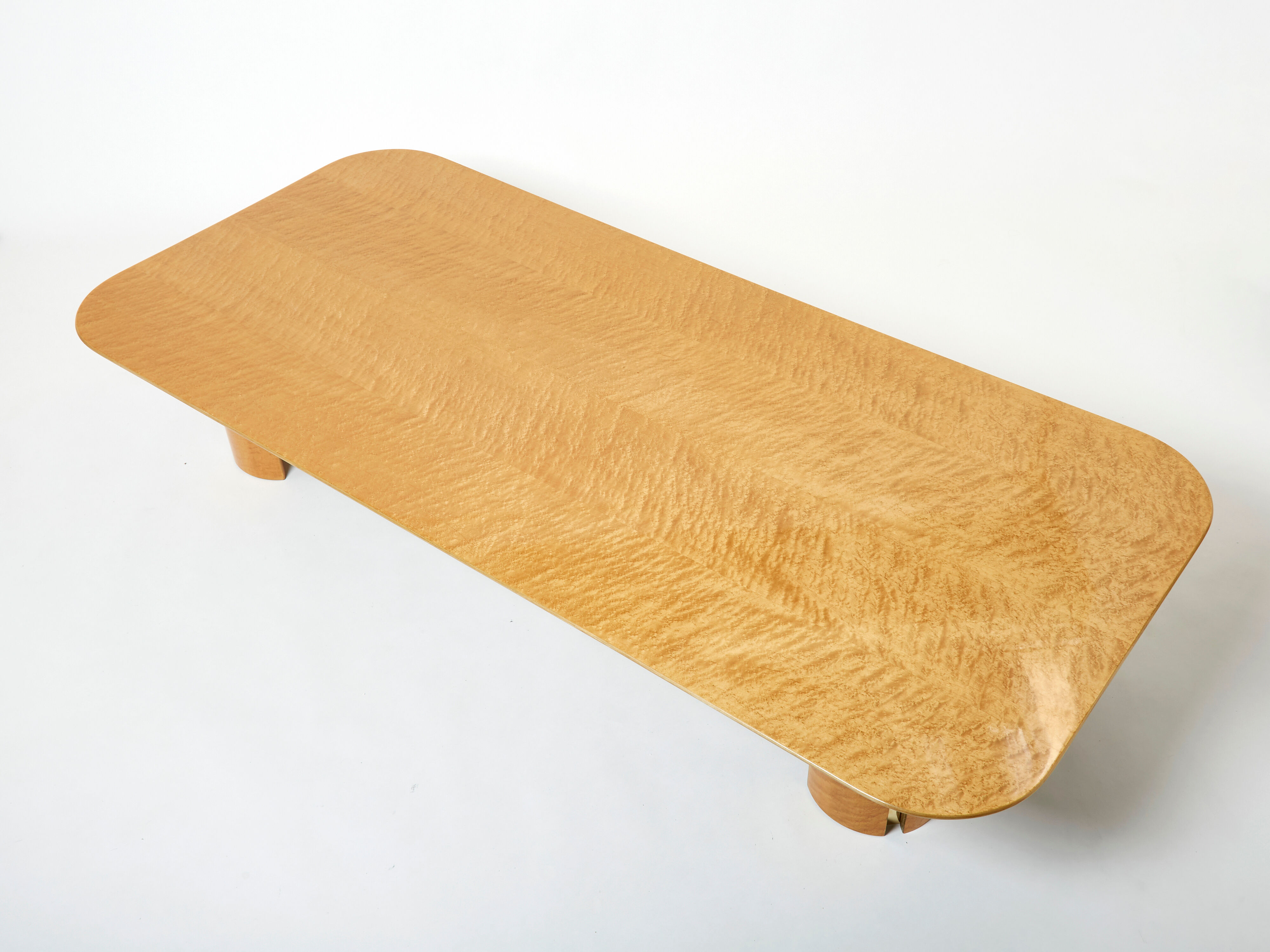 Very large coffee table maple brass Giovanni Offredi Saporiti 1980