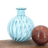 Phoenician Malta light blue glass striped vase, 90s