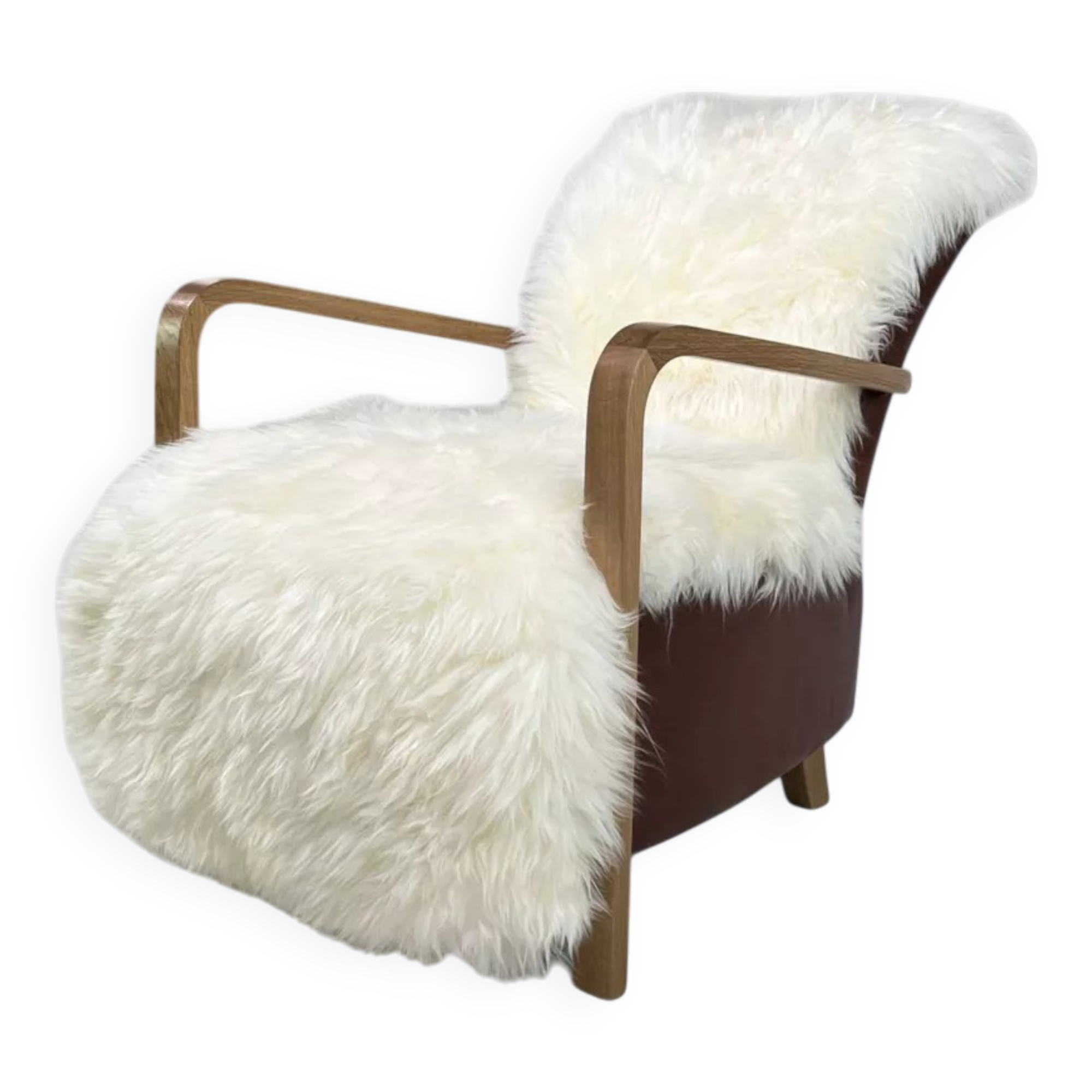 Scandinavian style armchair in leather and hide