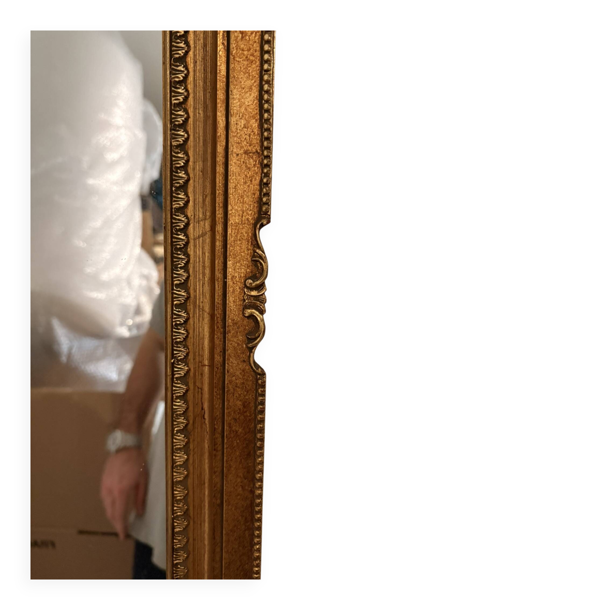 Antique Rectangular Wall Mirror Gold Wood Louis XV XVI Moulding 100x40cm