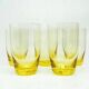 Set of literatka glasses, mid-century modern, yellow glass, Czechoslovakia, 1950s