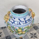 Large glazed ceramic lemon urn