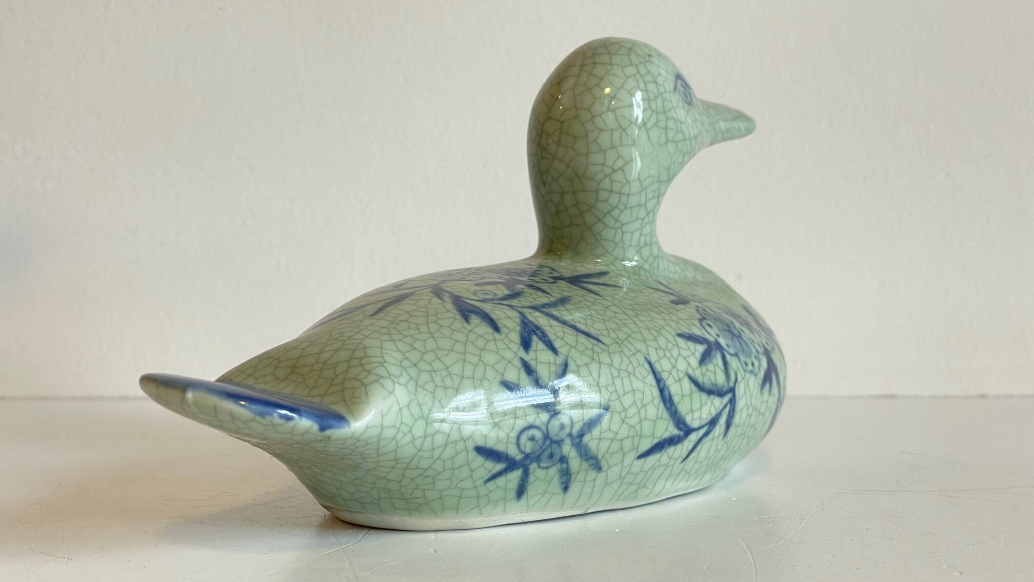 Vintage Blue Ceramic Duck