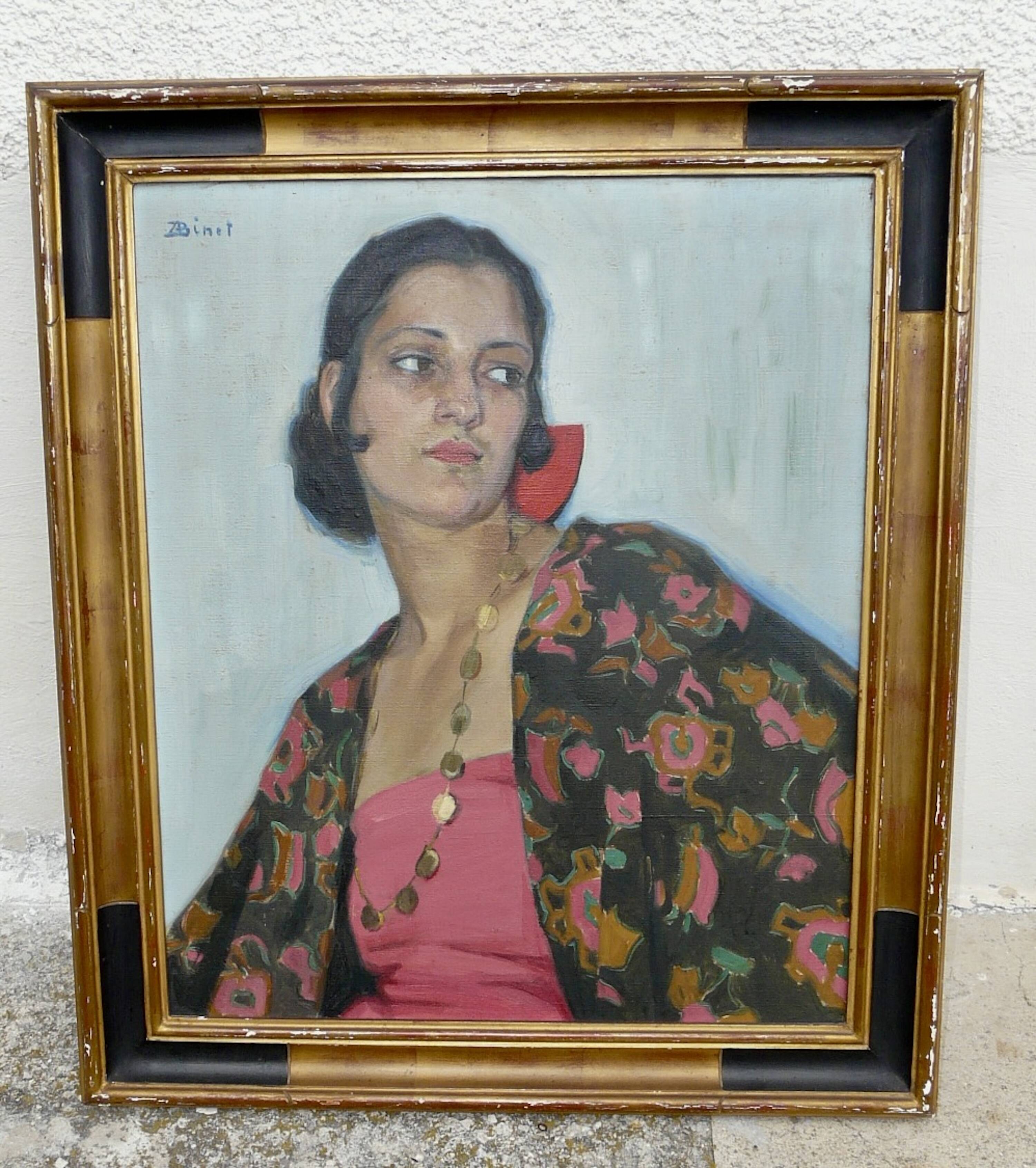 Portrait of a gypsy by Alice Rose Laure Binet - Art Deco painting