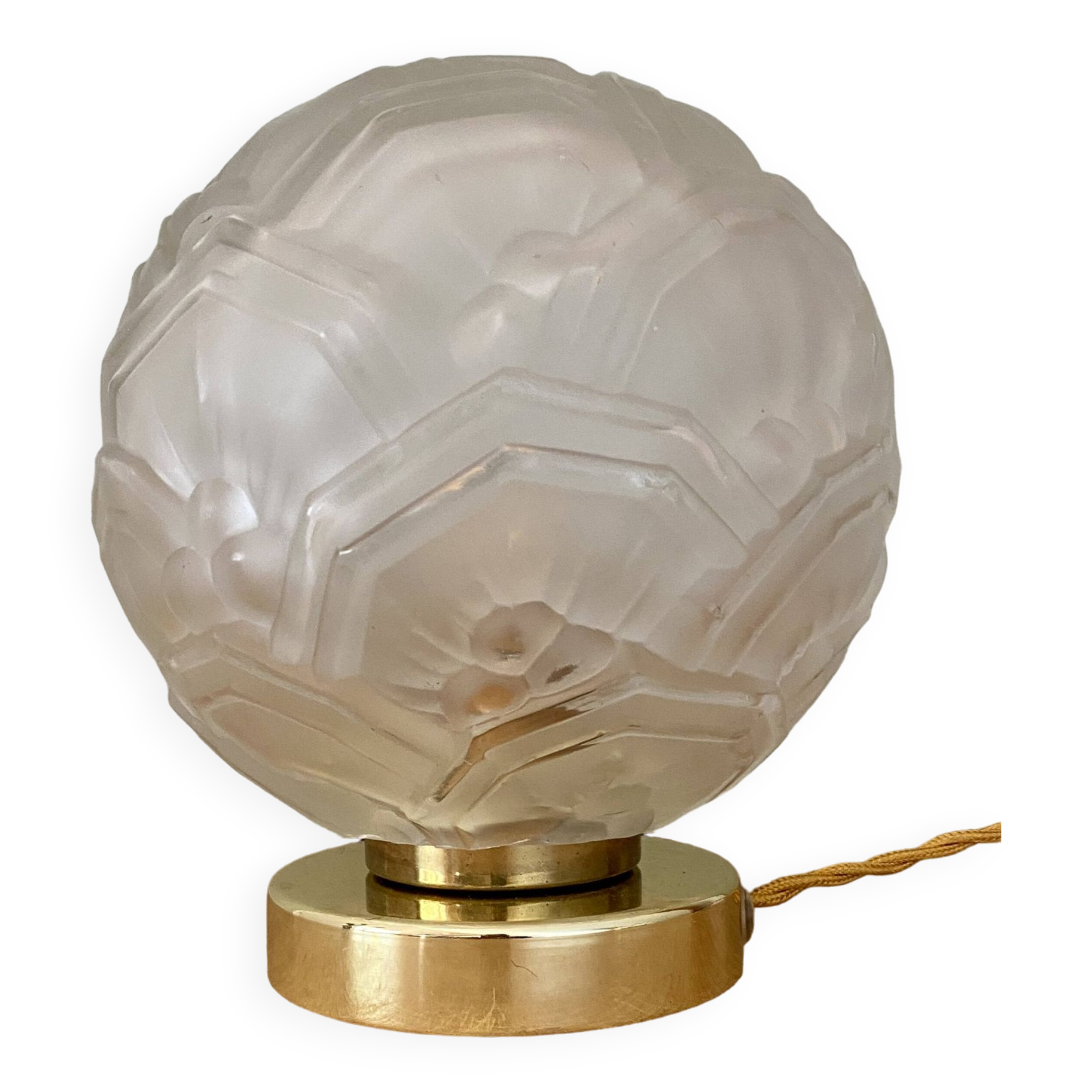Vintage art deco globe table lamp in frosted glass