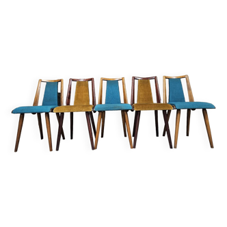 Lot de 5 chaises vintage bistrot pied fuseau 1960"