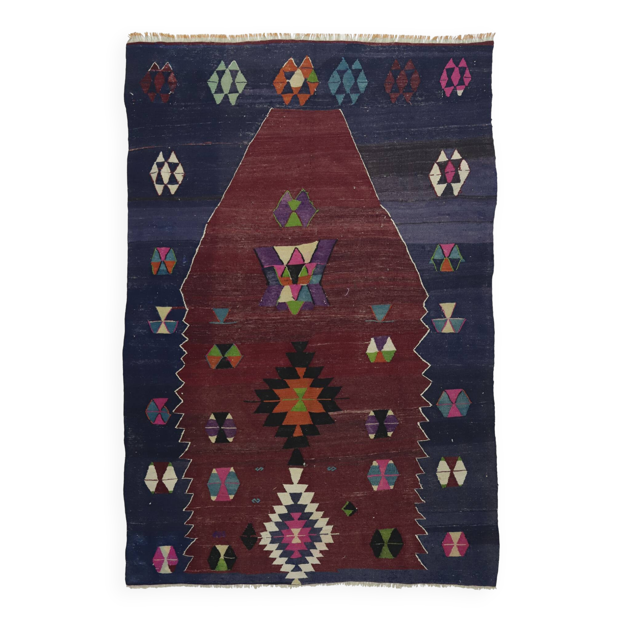 Turkish Kilim Yuruk Vintage 160x235 cm Geometric Prayer Rug