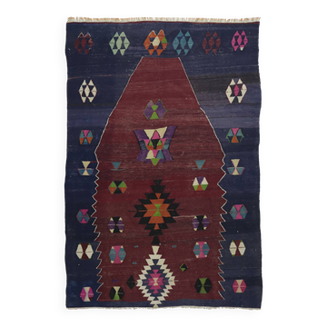 Turkish Kilim Yuruk Vintage 160x235 cm Geometric Prayer Rug
