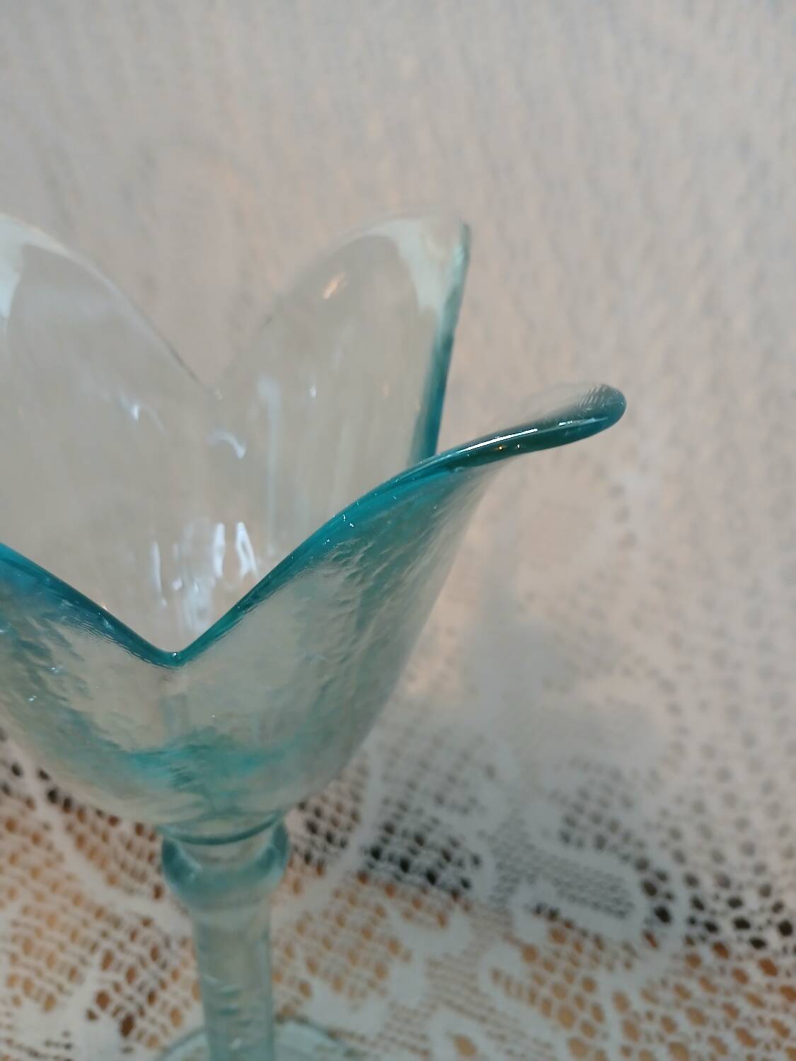 Glass tulip candle holder on stand