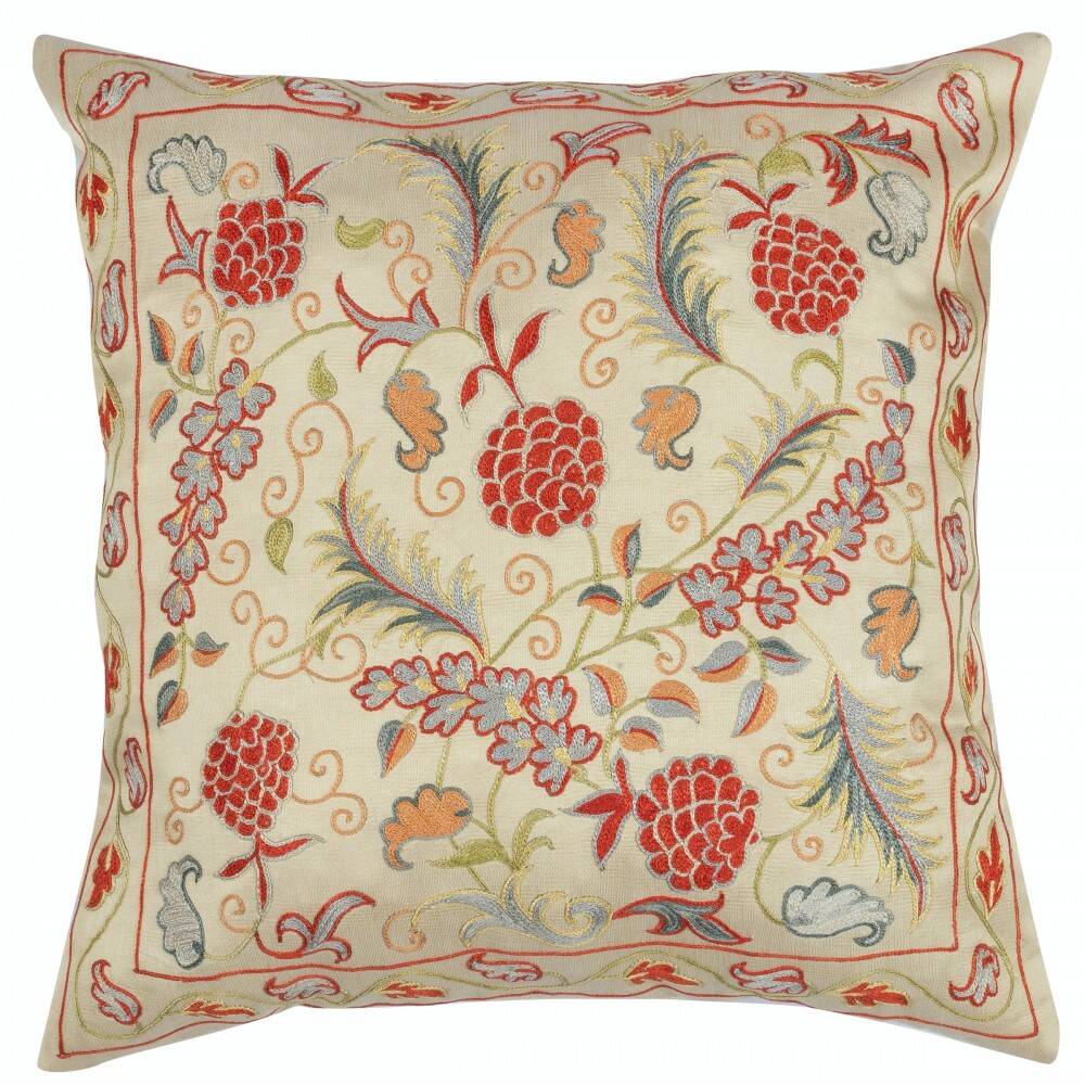 SET OF 2 - 100% Silk Accent Pillow Covers. Embroidered Cushions. Handmade Throw Pillows. Traditional Toss Pillows