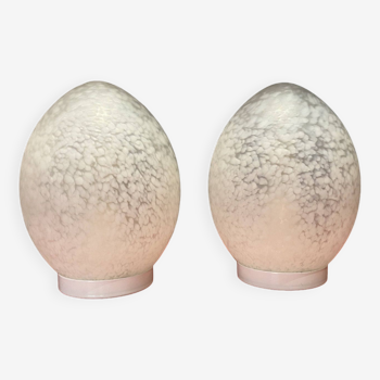 Pair of glass egg lamps by Vianne, 1970s