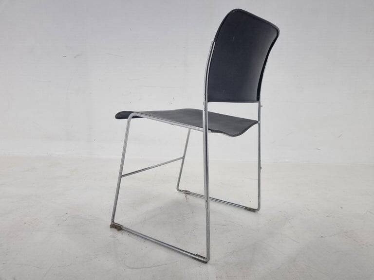 Midcentury David Rowland 40/4 Black and Chrome Side Chair, 1970s