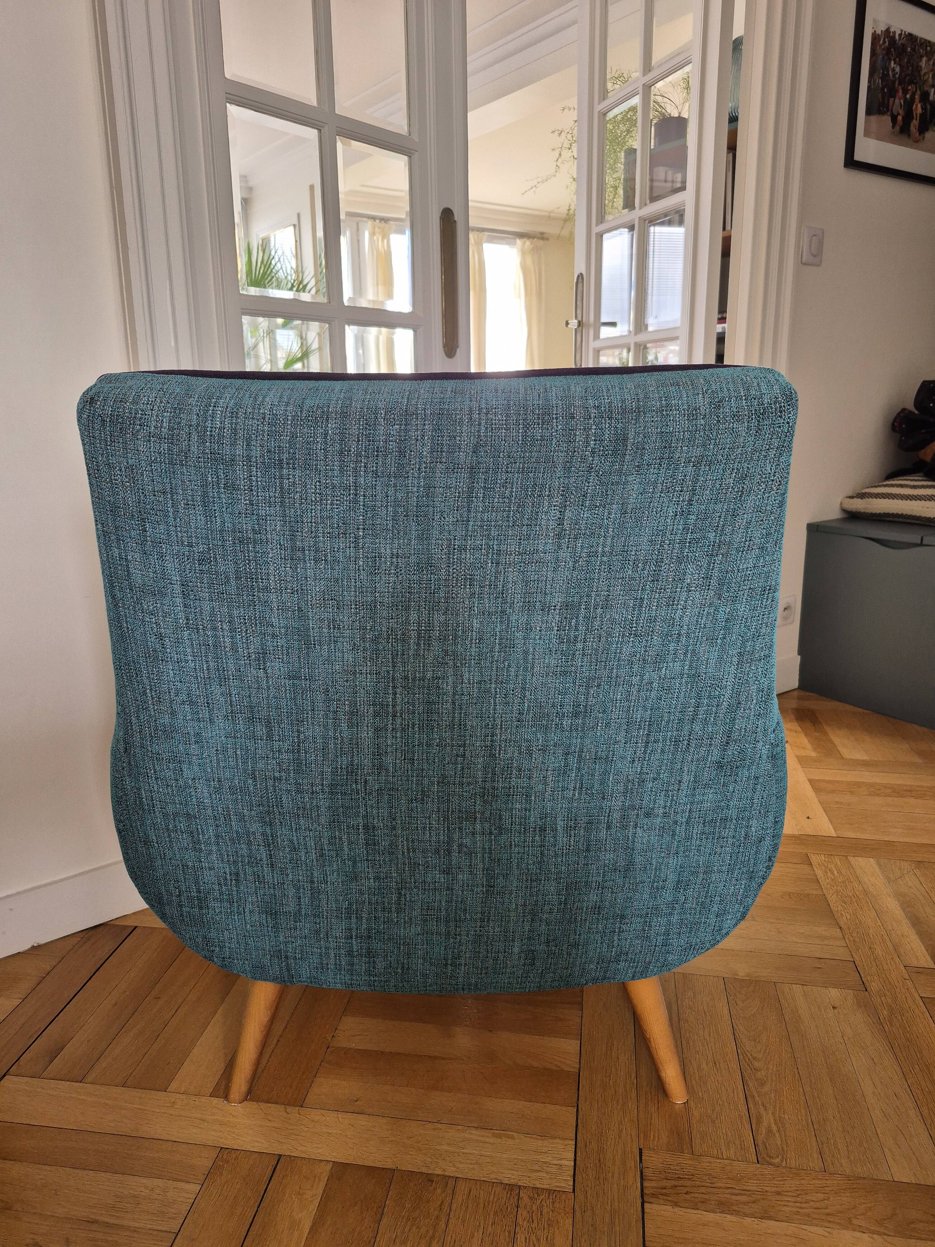 Fauteuil club bleu canard