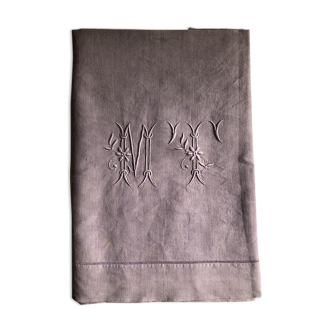 Old linen sheet tinted in lilac