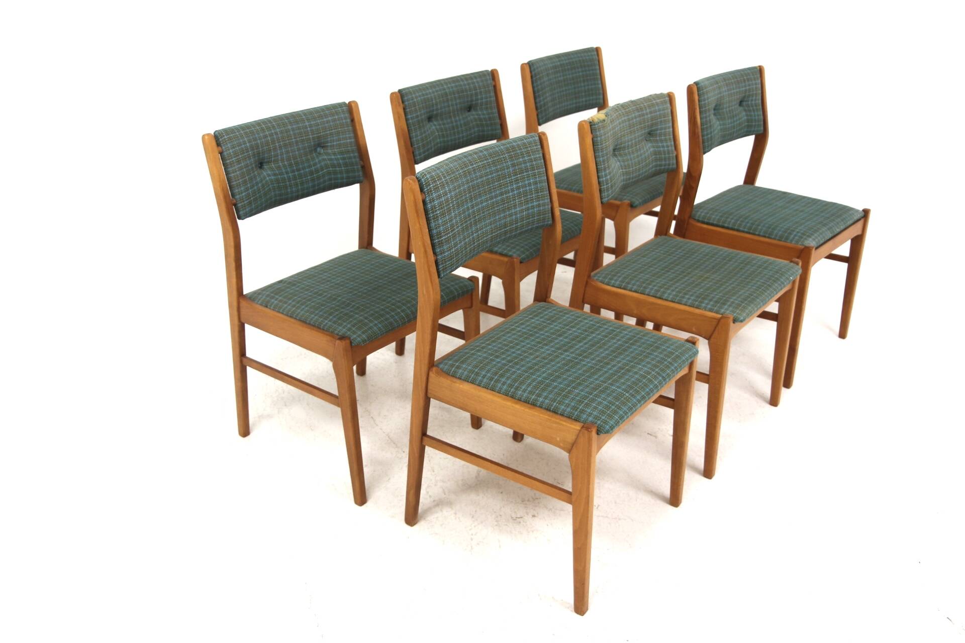 Set of 6 Scandinavian beech chairs, Sweden, 1960