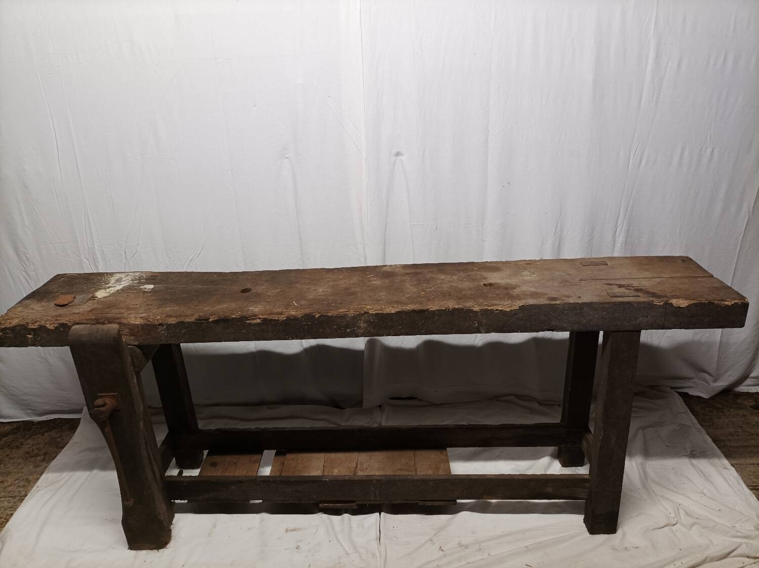 Old vintage wooden workbench