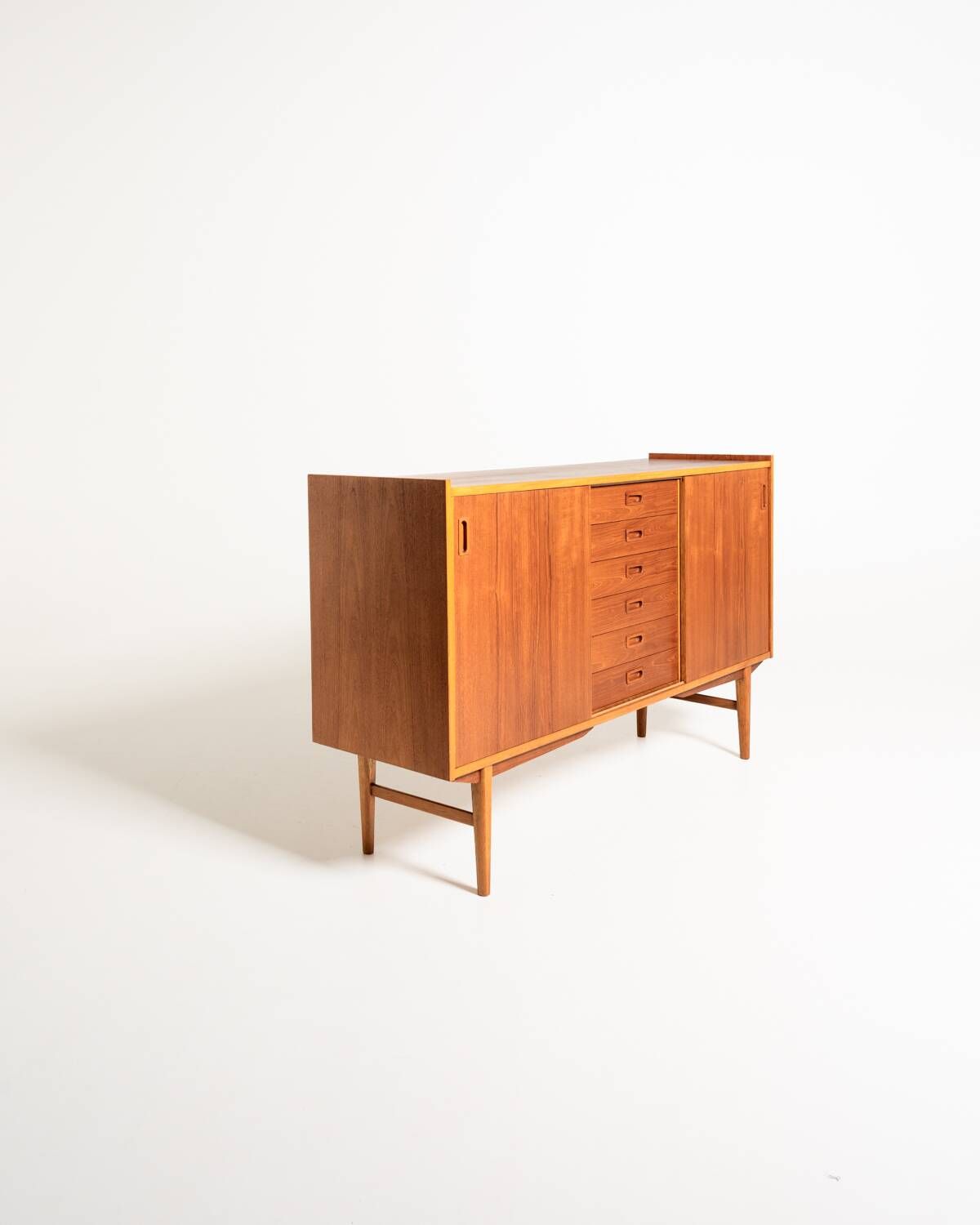 Scandinavian teak and oak highboard, 1960s
