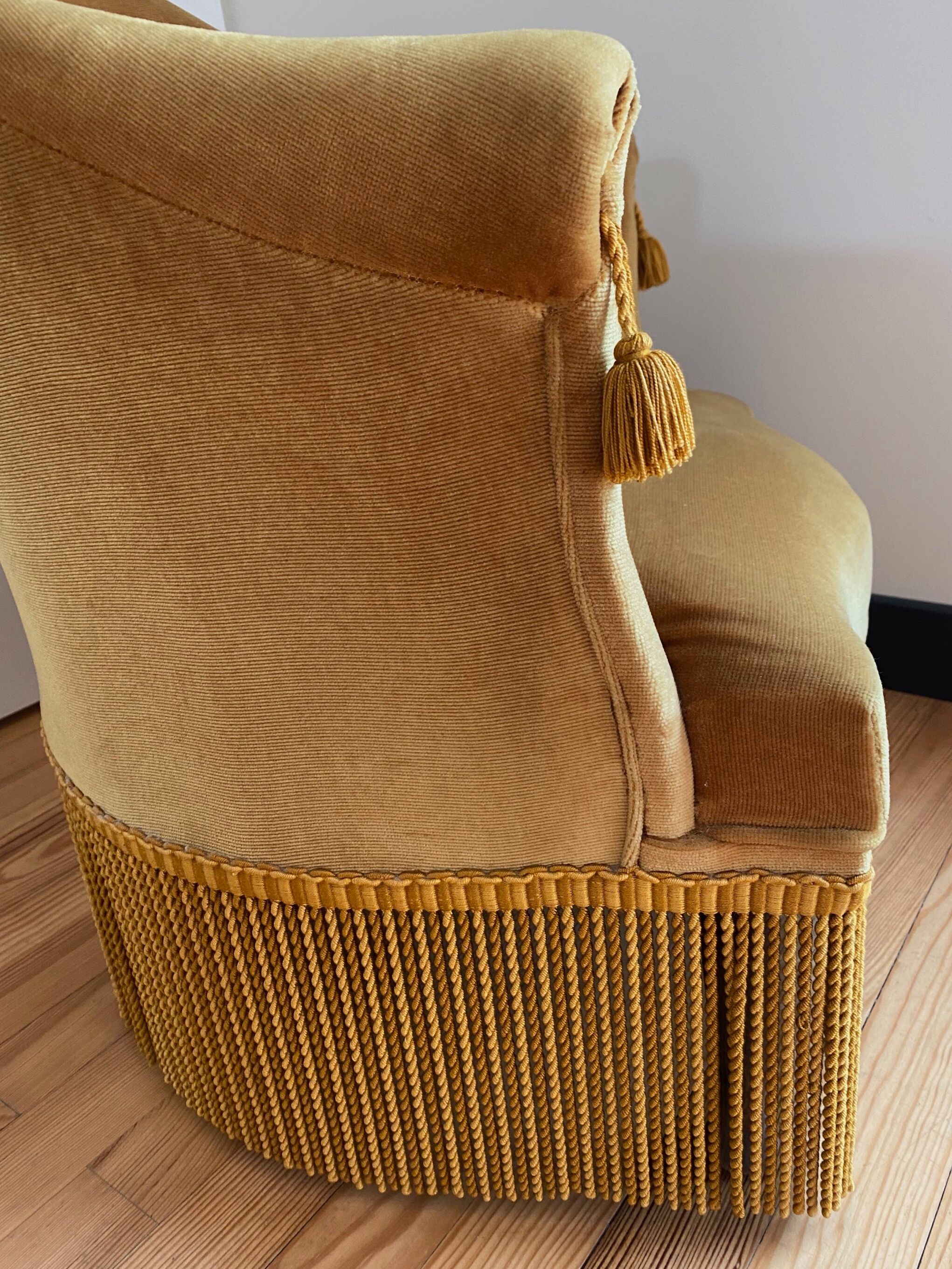 Vintage golden yellow toad armchair