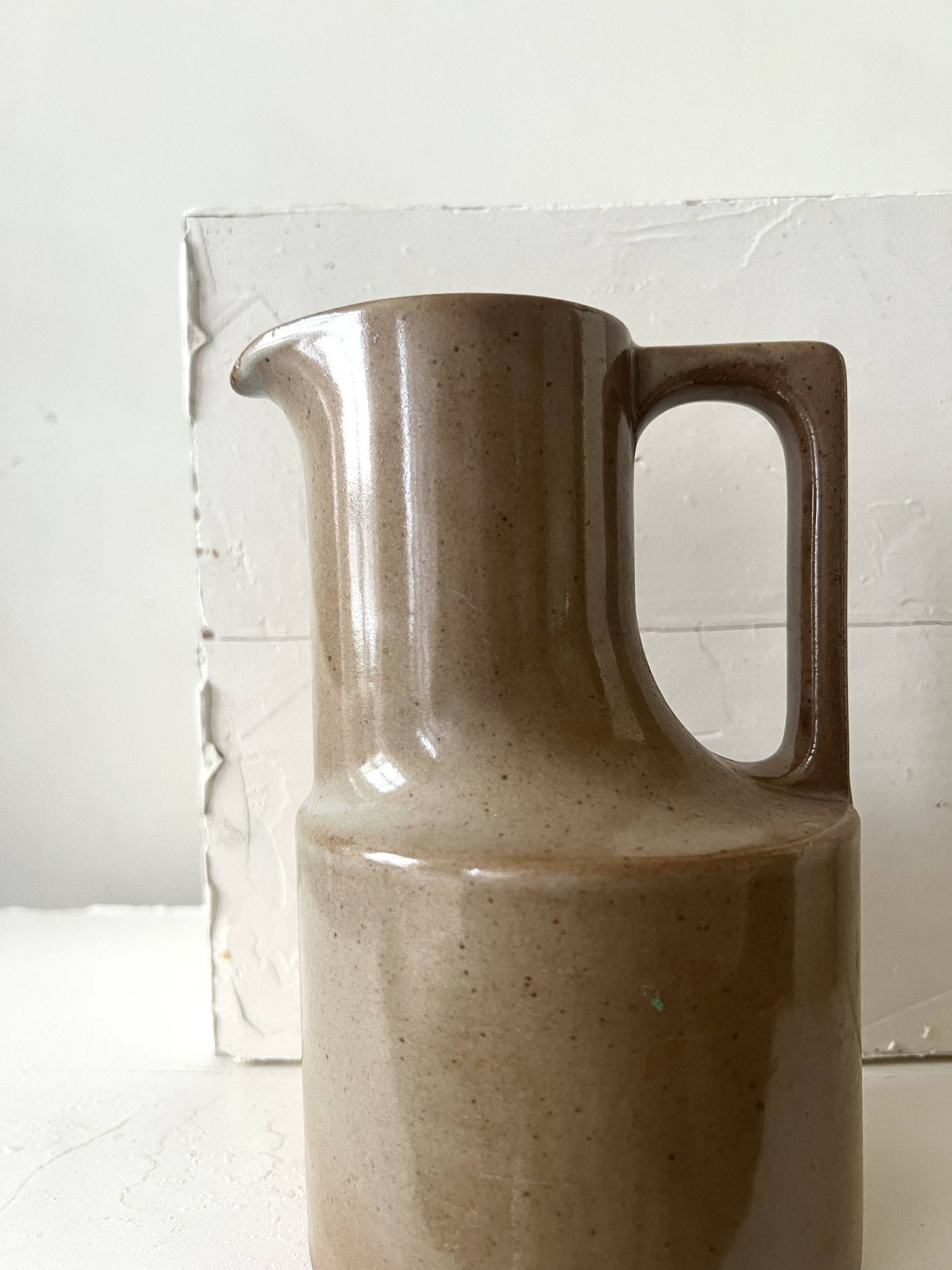 Enamelled ceramic carafe, high-fired stoneware, registered design.