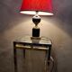 Lampe deluxe 1970 , dans le gout de p barbier , abat jour liseret or sur font rouge 44x30