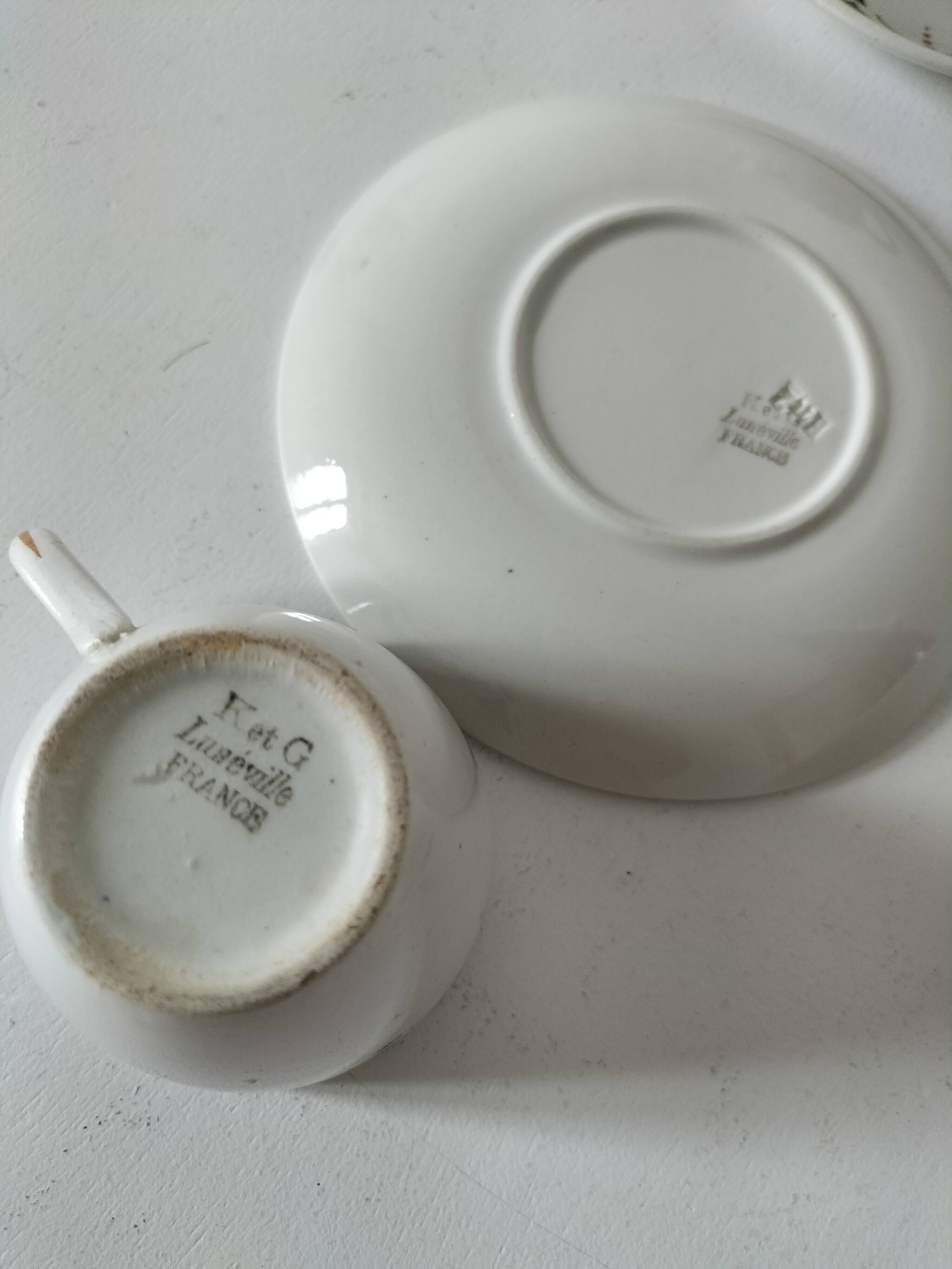 Set of 3 K&G Lunéville cups and saucers – Succao model, 1920s